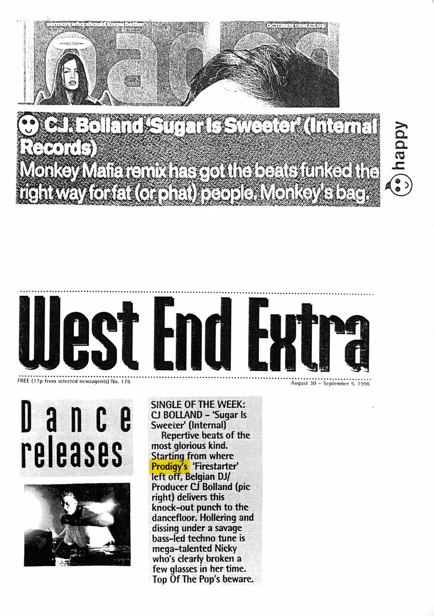 Single of the week: Sugar Is Sweeter — West End Extra · No. 176, 30 Aug – 5 Sep 1996