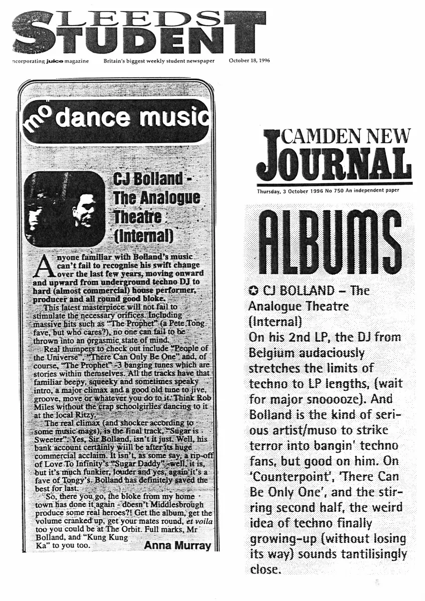 The Analogue Theatre — Leeds Student / Camden New Journal · 18 October 1996