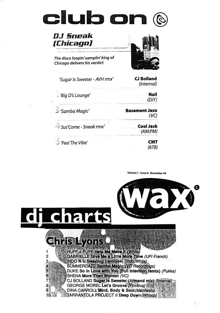 DJ Sneak's verdict — Club On · November 1996