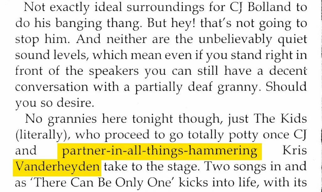Partner-in-all-things-hammering Kris Vanderheyden.
