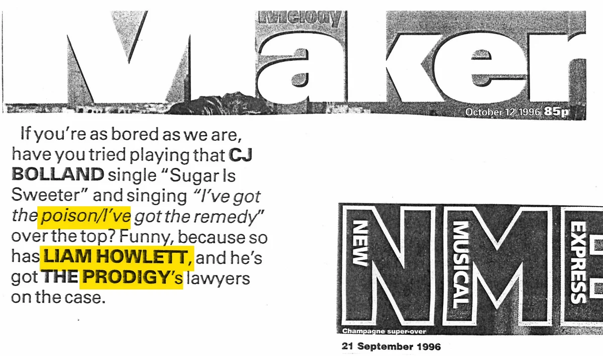 Detail from Melody Maker / NME · 21–28 September 1996